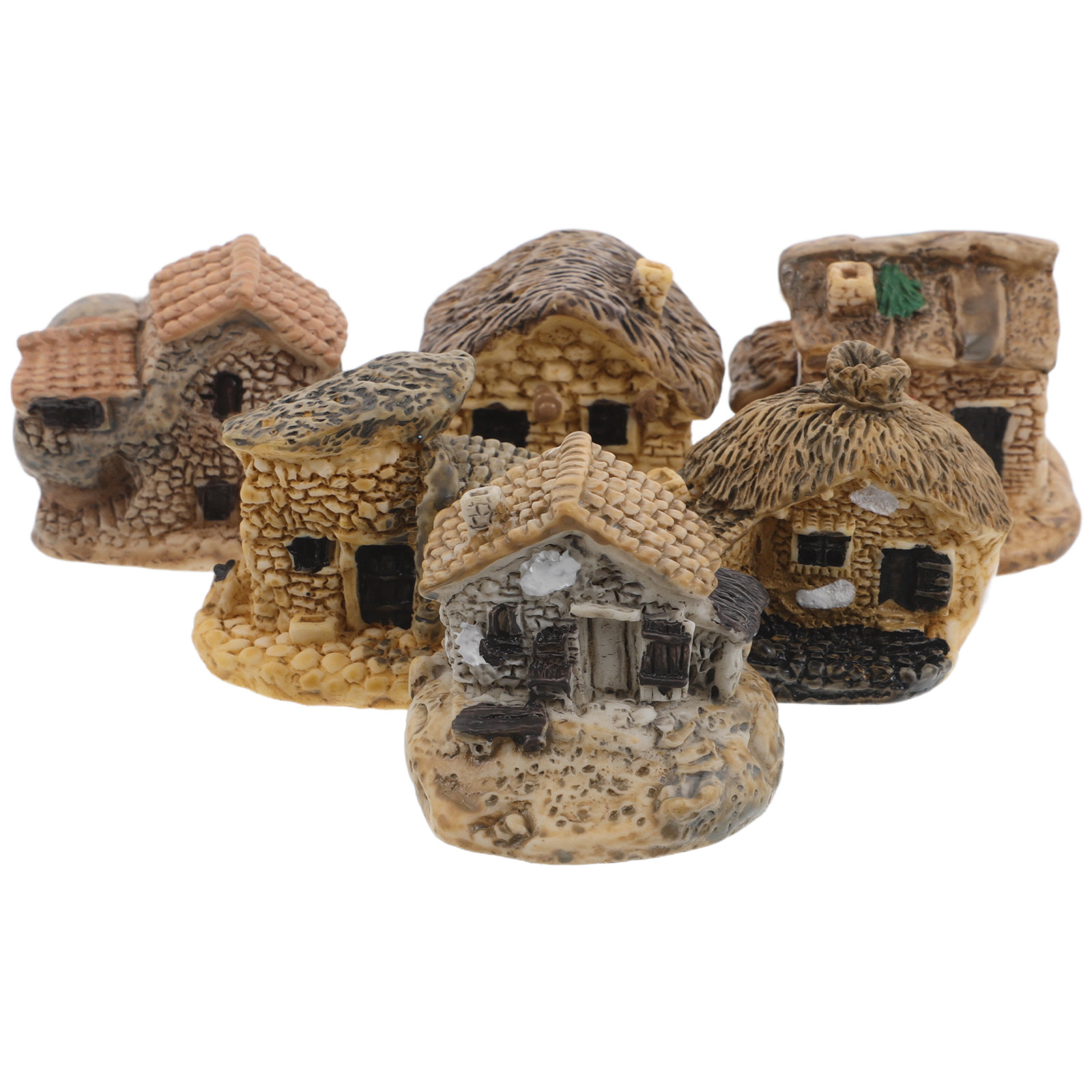 Bonsai Garden House - 8Pcs Micro Landscape Cottage Resin Ornament