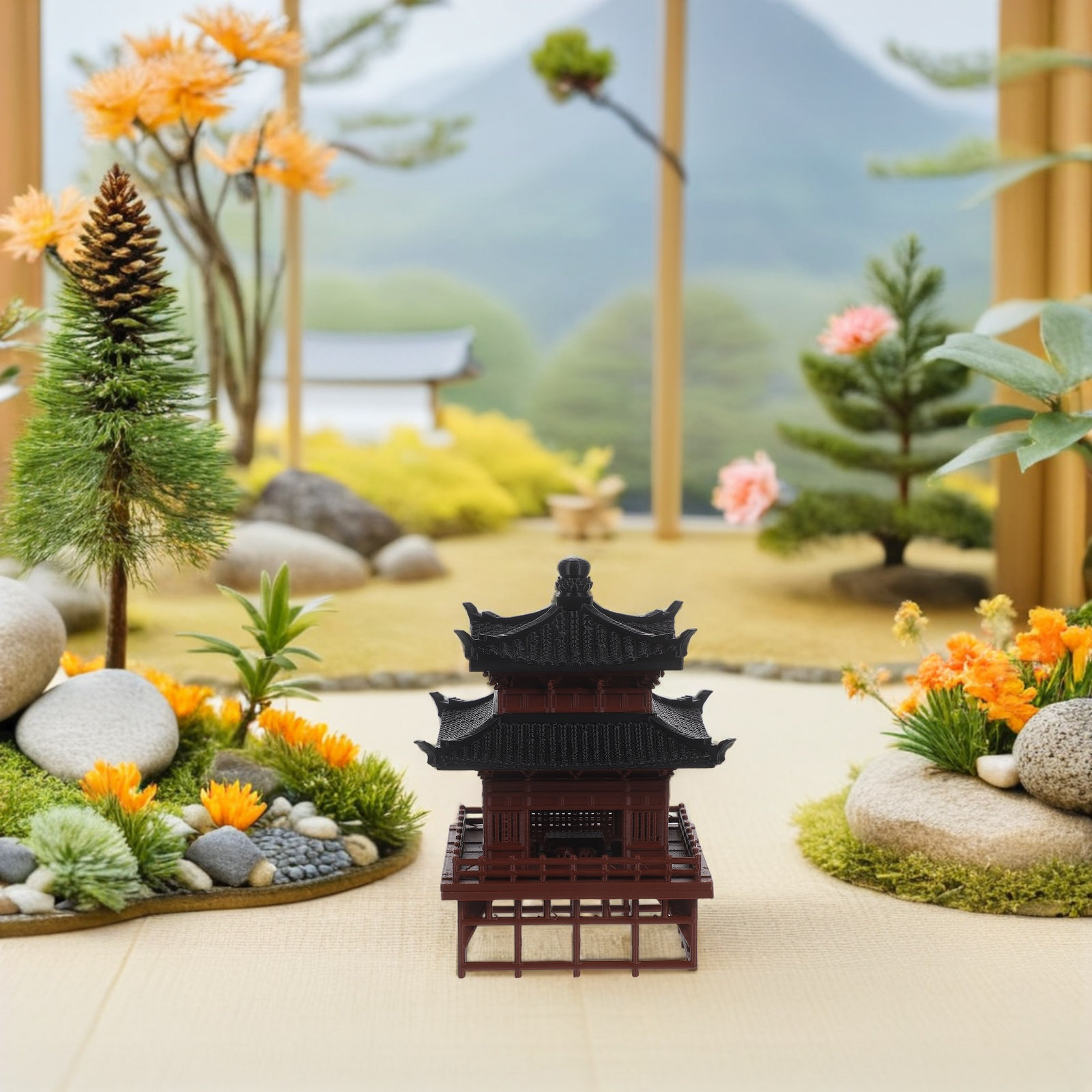 Compact Miniature Pavilion Orn - Bonsai Garden Set Up review and price